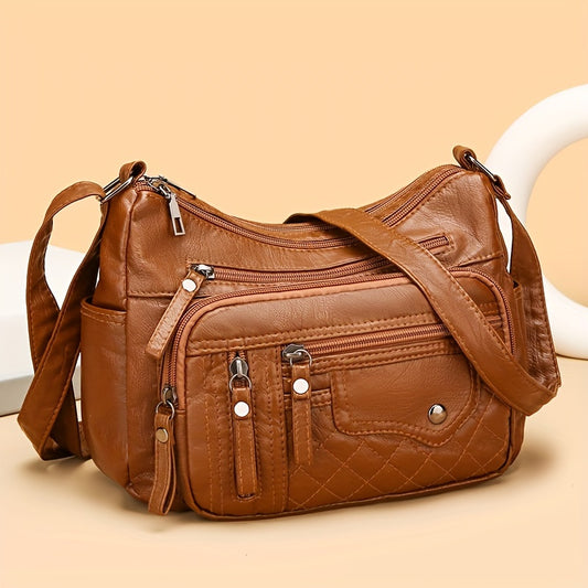[Large Crossbody Bag] 8108 Large Capacity Soft Shoulder Crossbody Bag - Random Flower Pattern - Random Strap Direction - Random Zipper Direction