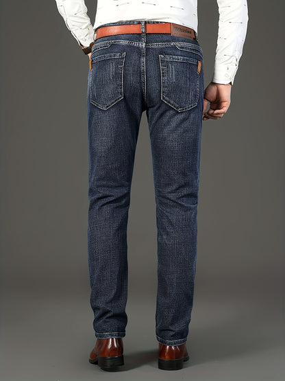 [Classic Jeans] Comfortable Classic Men's Solid Color Jeans | Regular Fit Straight Leg Pants for Casual & Business Wear, All-Season Versatile Trousers, Business Casual Attire