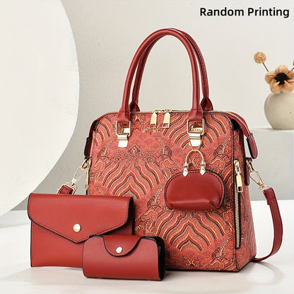 3pcs Fashion Vintage Embroidered Women's Bag Set, Valentine's Day Gift, Fresh and Elegant Handbags