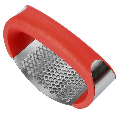 [Garlic Crusher] 1pc Stainless Steel Garlic Press - Manual Garlic Crusher with Ergonomic Handle, Durable Kitchen Tool for Crushing Garlic, No Electricity Needed, Easy to Clean, Perfect for Home Cooking, Garlic Crusher for Kitchen, Cooking Essentials, Slee