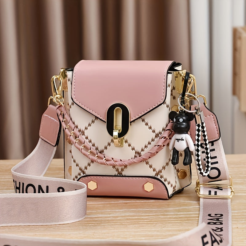 Colorful Grid Thread Women's Shoulder Bag, Casual Women's Crossbody Bag, Versatile Phone Bag, Suitable for Daily Commuting Use