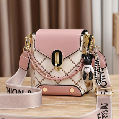 Colorful Grid Thread Women's Shoulder Bag, Casual Women's Crossbody Bag, Versatile Phone Bag, Suitable for Daily Commuting Use