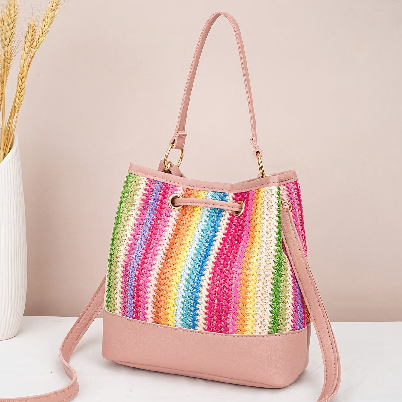 Woven Bucket Bag for Women, Perfect for Summer with a Hollow Design, Suitable for Casual Outings And Beach Trips