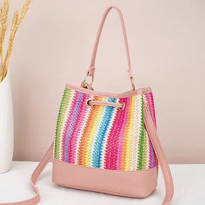Woven Bucket Bag for Women, Perfect for Summer with a Hollow Design, Suitable for Casual Outings And Beach Trips