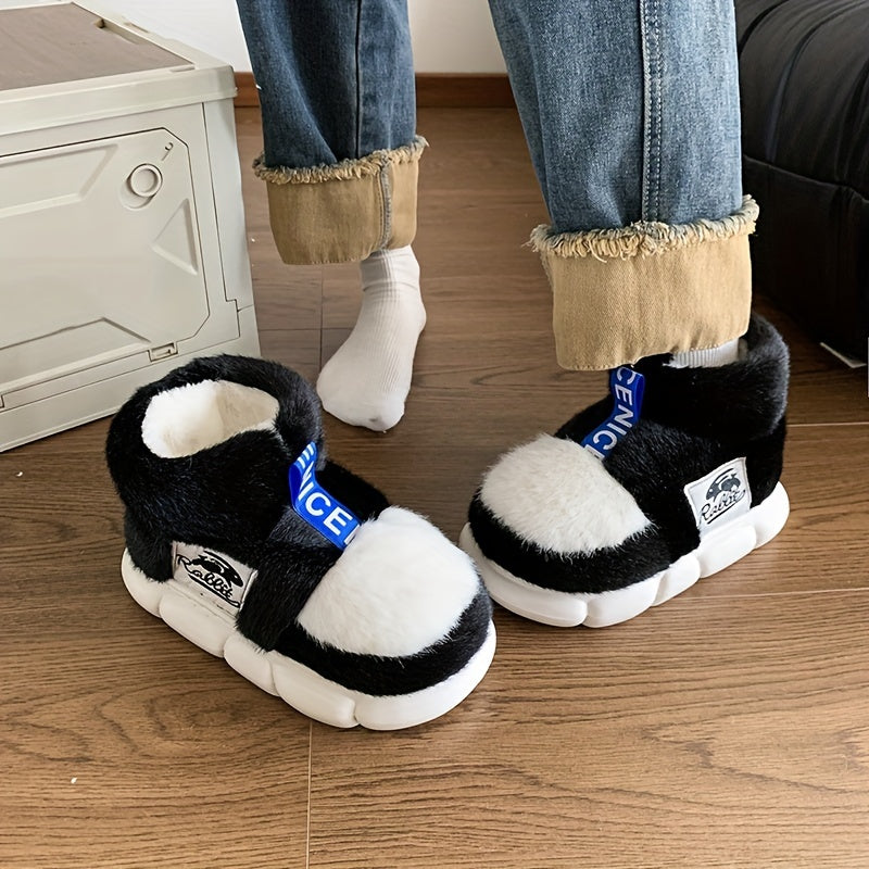 Thick-soled Ultra-warm and Cold-resistant Comfortable Men's Rabbit Print Style Indoor/outdoor Shoes, Unisex Non-slip Wear-resistant Casual Versatile Thick-soled Shoes