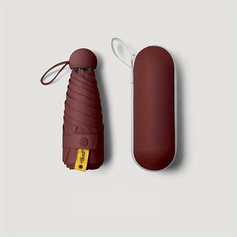 1pc Mini Travel Sun Umbrella with Box, Lightweight and Portable Manual Open Umbrella, Small Compact Sun Umbrella for
