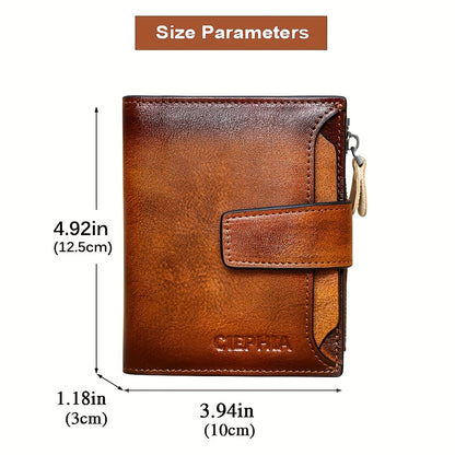 CIEPHIA Men's Vintage RFID Blocking Wallet - Genuine Leather -Theft Billfold with Zipper Coin Pocket, 14 Card Holder, 2 ID Window & SD/ SIM, 2 Driver ID Holder - Leather for Christmas Valentine's/Father's Day Gift for Men Set Includes a Greeting Card