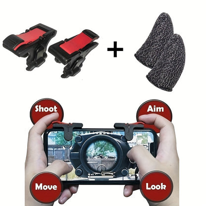 4PCS/Set Touch Screen Finger Sleeve with Left & Right Gaming Triggers for PUBG Game Shooter Controller