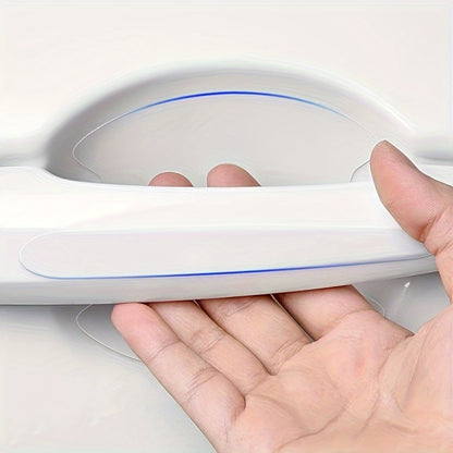 A Collection of 8 Clear Protective Films for Door Handles, Designed to Prevent Scratches on Car Door Bowls. They Are Easy to Apply, Long-Lasting, Waterproof, And Serve As Transparent Paint Protection Stickers - a Perfect Christmas Present