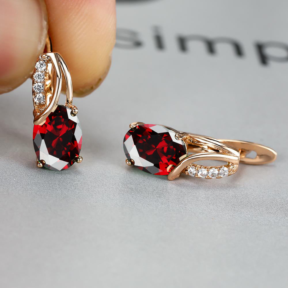 [Synthetic Zirconia Earrings] Vintage Synthetic Zirconia Earrings, Elegant Oval Cut Bridal Wedding Jewelry Gifts