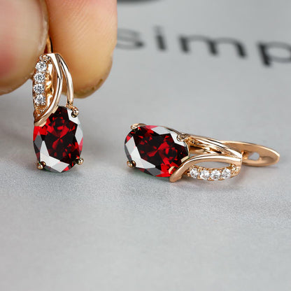 [Synthetic Zirconia Earrings] Vintage Synthetic Zirconia Earrings, Elegant Oval Cut Bridal Wedding Jewelry Gifts