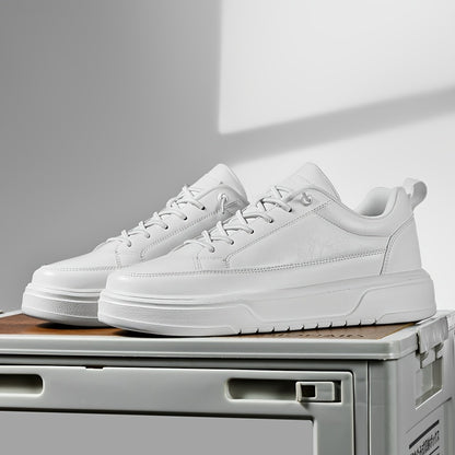 Men's Shoes, Business & Casual Low-Top Sneakers for Men - Solid Color Versatile Casual Platform Lace-Up Shoes for Daily Commuting, Fashionable, Simple, and Trendy Men's Shoes