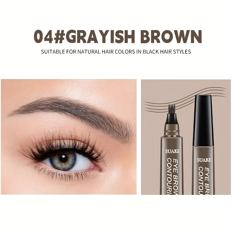 Water-Resistant Eyebrow Pen, Microblading Pencil Featuring a Four-Pronged Tip for Naturally Styled Brows (Available in Five Shades)