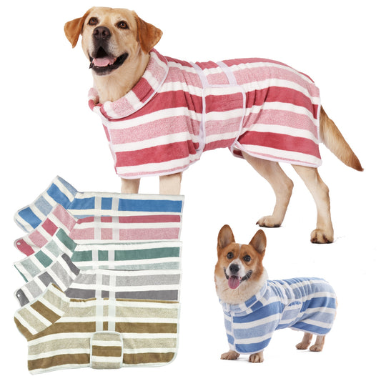 Quick-Dry Dog Bath Robe with Towel Wrap Suitable for Small, Medium, Large Dogs - Adjustable / & Snap Closure, All-Season Post-Bath Gown, Machine Washable Pet Clothing