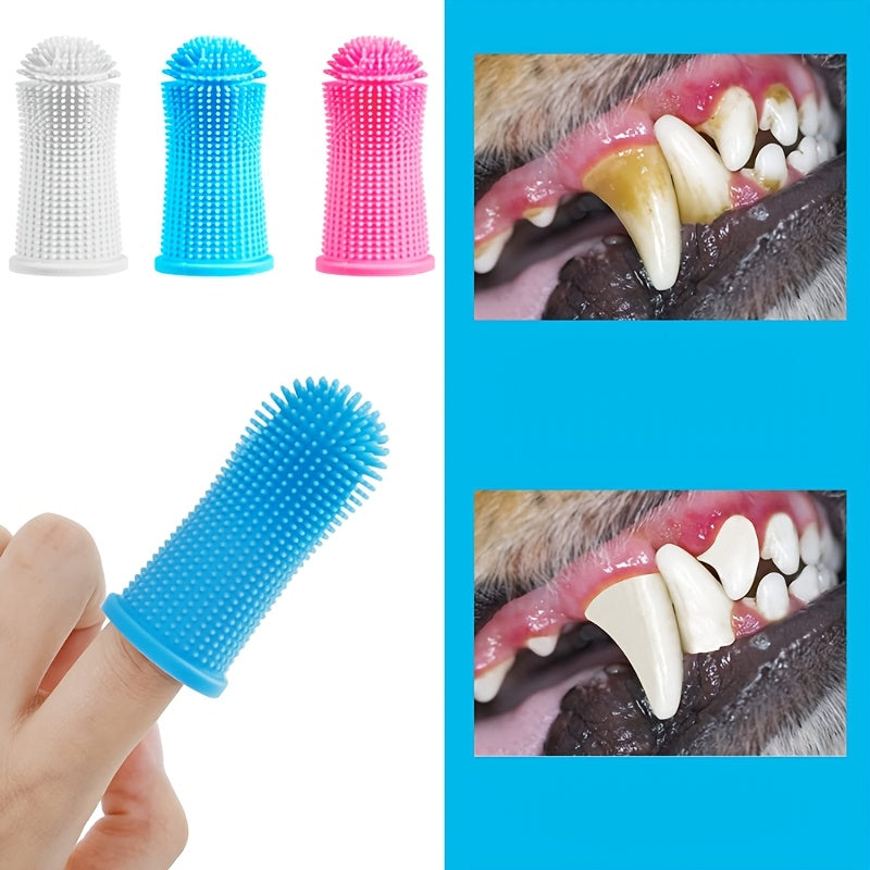 Dog Super Soft Pet Finger Toothbrush Teeth Cleaning Silicone Tooth Brush Tool Dog Cat Cleaning