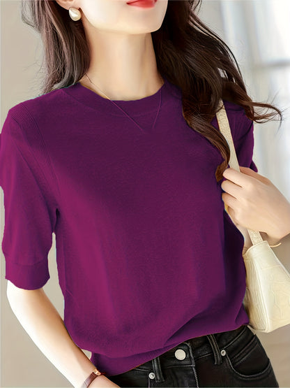 Pullover Short Sleeve Ice Fiber Fabric Soft Comfortable Versatile Simple