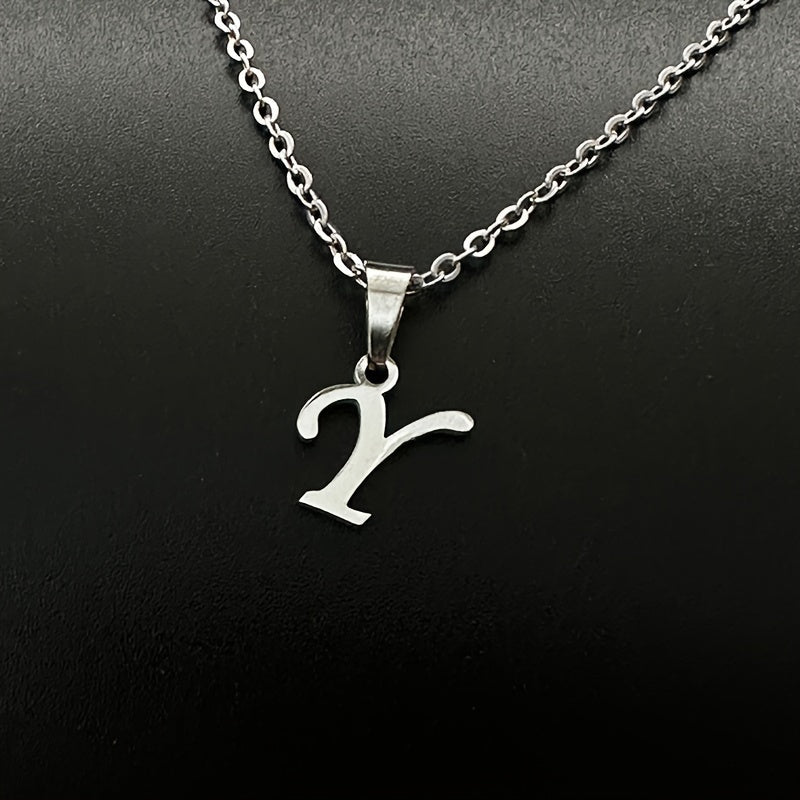 Stainless Steel Minimalist 26 Letter Pendant Necklace Unisex Gift