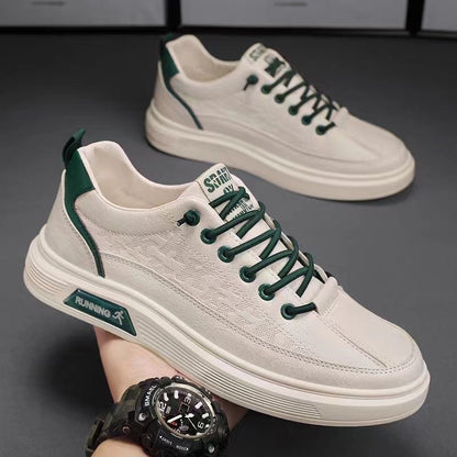 New Men'S Breathable White Sneakers, Trendy And Versatile with Thick Soles, Suitable for Sports And Casual Wear