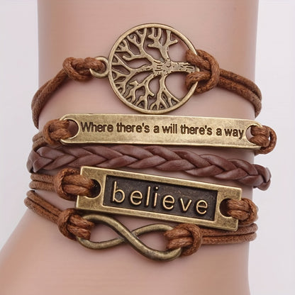 European and American Fashion Jewelry Owl Heart Number 8  Braided Bracelet