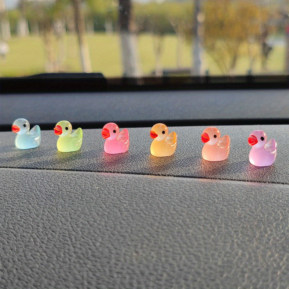 6pcs Glow-in-the-Dark Little Duck Fluorescent Duck Cute Car Interior Decoration Center Console Decor