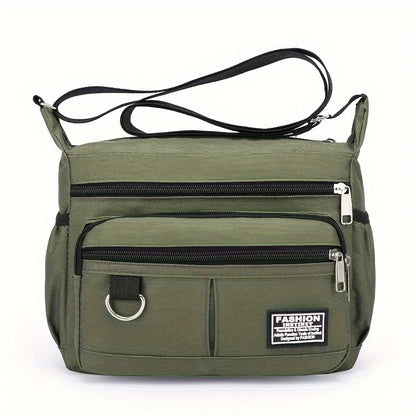 Large Capacity Nylon Crossbody Bag for Men - Adjustable Strap, Multi-Layer, Casual Gray Shoulder Bag with Sequin Detail - Ideal for Daily Commute & Travel, Travel Bag