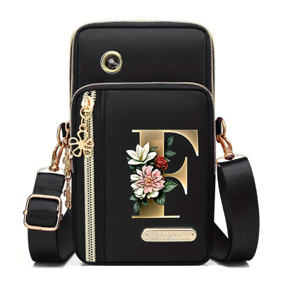Flower Ben Letter Z Print Fashion Casual Shoulder Bag Crossbody Bag Coin Purse New Nylon Cloth New Mobile Phone Shoulder Bag Bag Women'S Bag