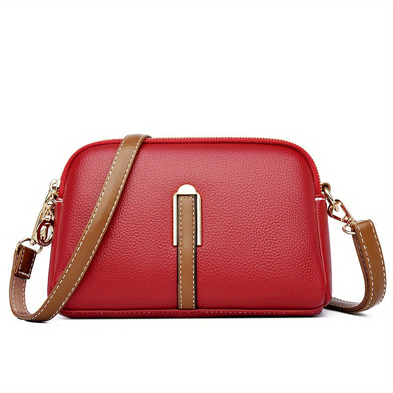 Crossbody Wallet-Purse, Shell Design with Zipper Closure, Handbag for Cash, Cards & Small Essentials, Multi-Color /Tan, Stylish Everyday & Special Occasion Accessory