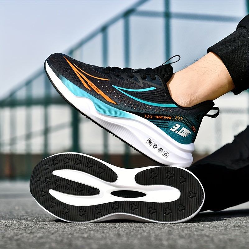 Men's Breathable Mesh Running Shoes - Casual Athletic Sneakers with Striped Design, Lace-Up, Perfect for Spring/Summer/Fall