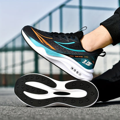 Men's Breathable Mesh Running Shoes - Casual Athletic Sneakers with Striped Design, Lace-Up, Perfect for Spring/Summer/Fall