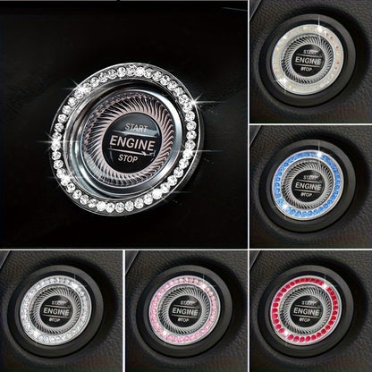 Car One-button Start Rhinestone Decoration Lgnition Ring Decoration, Thansgiving Christmas New Year Gift
