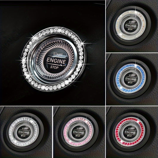Car One-button Start Rhinestone Decoration Lgnition Ring Decoration, Thansgiving Christmas New Year Gift