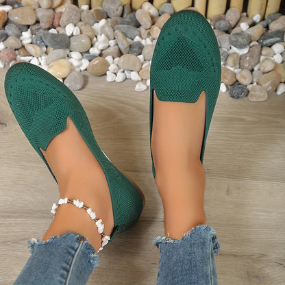 [Plus Size Flat Shoes] Plus Size Women's Flat Wide-Toe Shoes | Casual Round Toe Slip-on with Fabric Upper and Soft Sole, Suitable for Spring