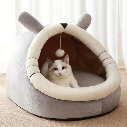 Deluxe Comfort Cat Tent: Plush Safe Indoor Pet House with Private Sponge Bed for Your Feline - Stylish & Durable