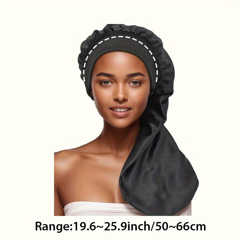 [1pc Satin Sleep Bonnet] 1pc Extra Large Satin Sleep Bonnet for Women - Long Hair Protection for Straight Curly Dreadlock And Braids, Night Cap - Bathroom Accessories