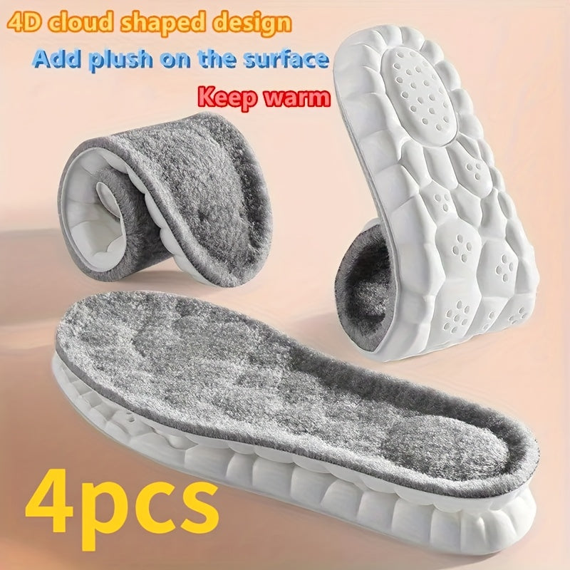 4pcs Winter Warm Plush Insoles for Women Men Thicken Thermal Shoe Pad Sports Inserts Soft Snow Boots Insole