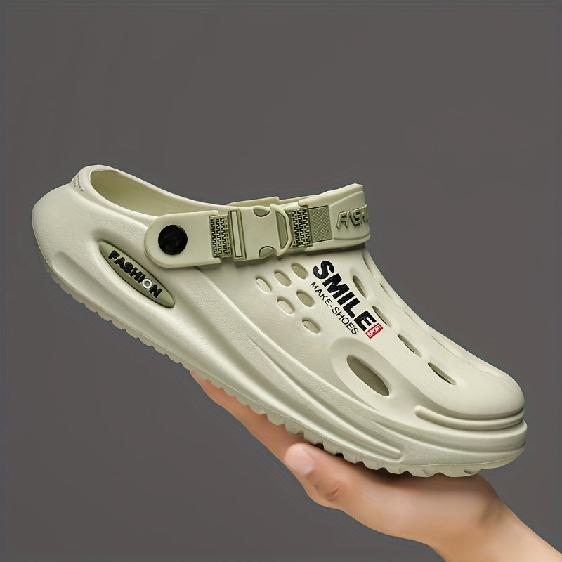 Men'S Wooden Clogs, Slip-On Open-Toe Sandals, Soft-Soled Walking Shoes, Outdoor Garden Shoes, Beach Sandals