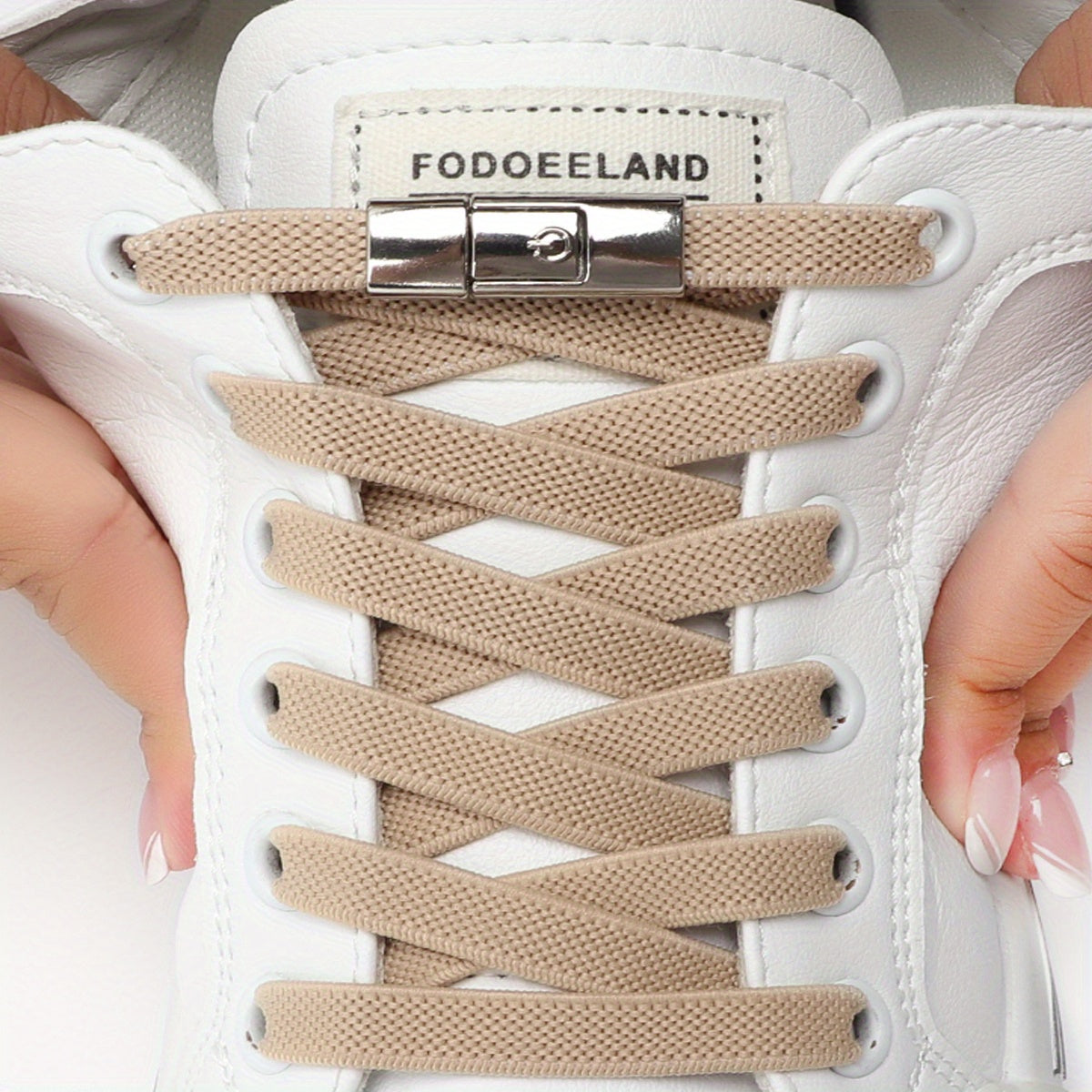 [Polyester Sneaker Accessories] 1 Pair White Polyester Women's Sneaker Accessories No Laces with Buckles