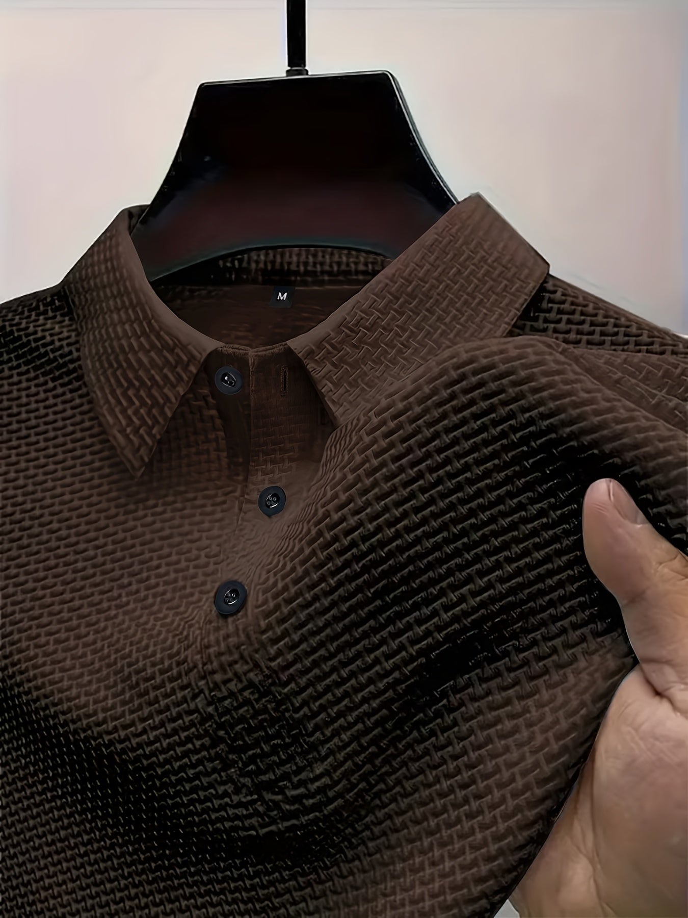 2024 New Ice Slicky Fiber Fabric Jacquard Casual Sports Top, Men's High-End Summer Solid Color Short-Sleeve T-Shirt for Golf, Fishing, Basketball, Camping, Gym Swimming and Beach Shirts with Turn Collar