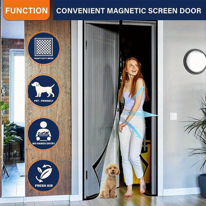 Summer Punch-Free Anti-Mosquito Magnetic Screen Door, Home Automatic Switch Anti-Flying Insects Ventilation Door Curtain