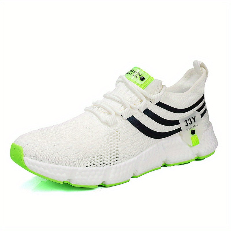 New Popcorn Sole Men's Shoe High Elasticity Flying Weaving Mesh Surface Ultra Light Running Shoe Thin Mesh Sports Shoe