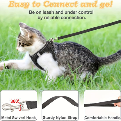 Escape-Proof Cat Harness And Leash Set: Reflective Soft Mesh Vest for Safe Outdoor Activities with Your Kitten
