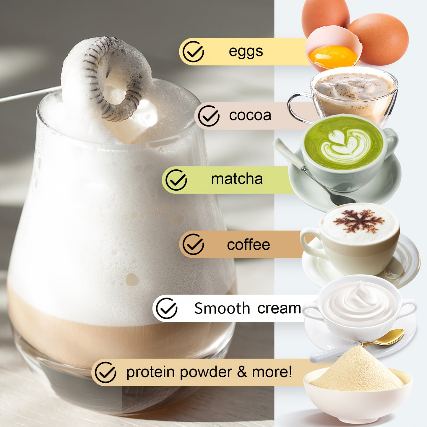 Lalayuan Strong Electric Milk Frother, Milk Foam Maker, Requires Batteries (Not Included) Stainless Steel Beverage Mixer, Portable Electric Whisk for Coffee, Latte, Cappuccino, Chocolate, Matcha Foam Creator, Mini Coffee Blender, Handheld Mixer