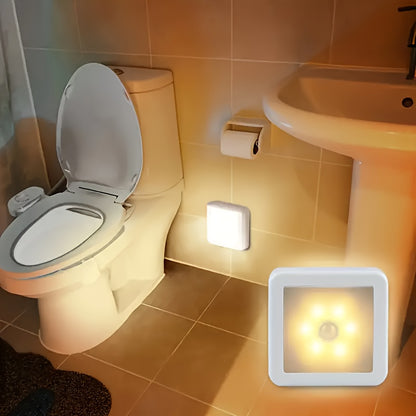 Smart Motion Sensor 6-LED Floor/Ceiling/Wall Light - Wireless, IP44, Auto On/Off, Energy Saving, Plug-and-Play Installation, Modern Square Design. Suitable for Hallways, Stairs, Living Rooms, Bedrooms (Batteries Not Included). Ideal for Home, Garage