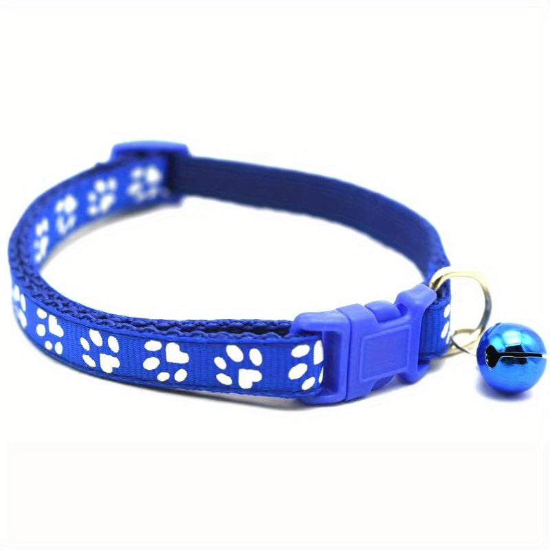Pet Sticker Cloth Collar Dog Cat Collar Single Footprint Paw Print Bell Collar Cat Buckle Collar Burst Money Ring