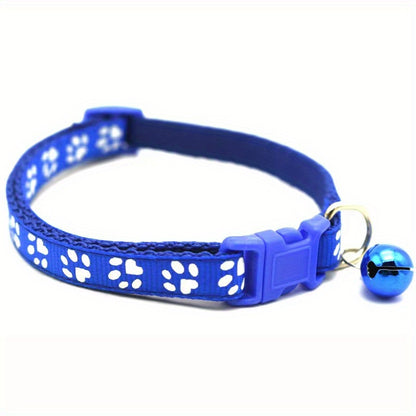 Pet Sticker Cloth Collar Dog Cat Collar Single Footprint Paw Print Bell Collar Cat Buckle Collar Burst Money Ring