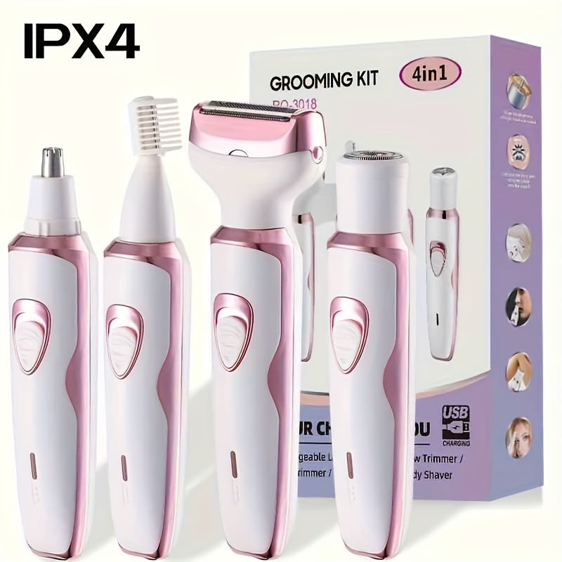 Rechargeable Electric Razor For Women - Lady Electric Shaver For Face, Nose, Legs And Underarm, Bikini Trimmer For Women Painless, Hair Razor Rechargeable & Portable Grooming Kit