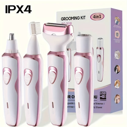 Rechargeable Electric Razor For Women - Lady Electric Shaver For Face, Nose, Legs And Underarm, Bikini Trimmer For Women Painless, Hair Razor Rechargeable & Portable Grooming Kit