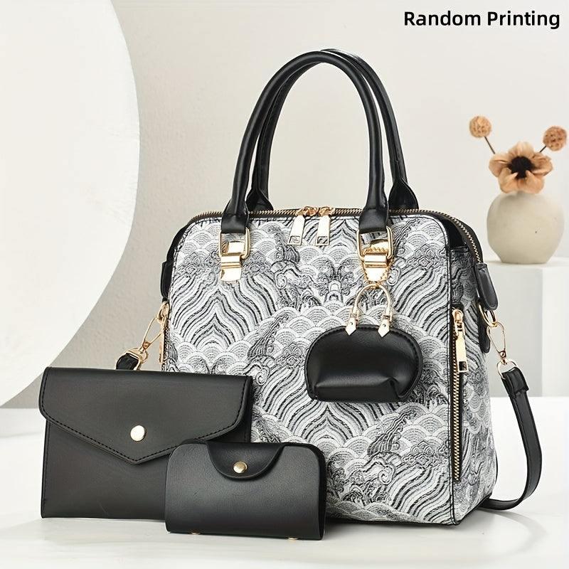3pcs Fashion Vintage Embroidered Women's Bag Set, Valentine's Day Gift, Fresh and Elegant Handbags