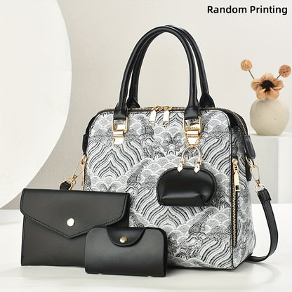 3pcs Fashion Vintage Embroidered Women's Bag Set, Valentine's Day Gift, Fresh and Elegant Handbags