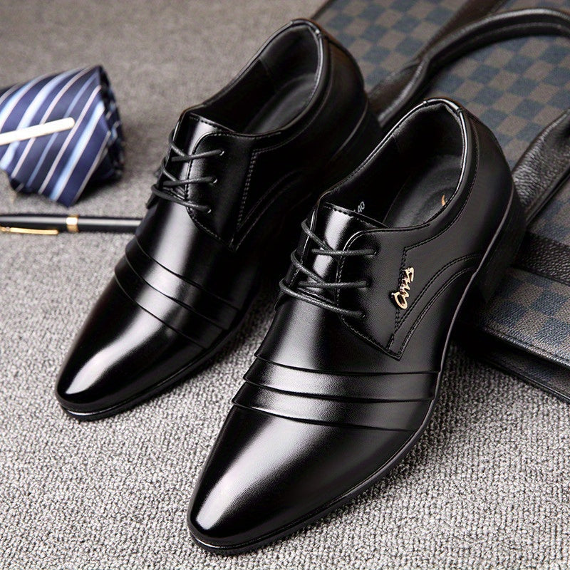 Men's Dress Shoes, New Style Elegant Men's Shoes, Casual Shoes, British Loafers, Pointed Toe Dress Shoes, Lace-Up Men's Gift, Low-Top Plus Size Men's Black Shoes